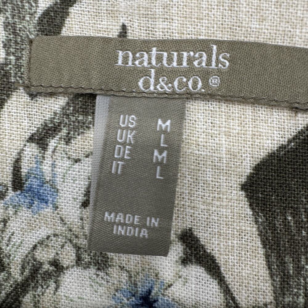 Naturals D&Co Tropical Linen Blend Button Front Top Medium Coastal Boho Resort - Picture 4 of 10
